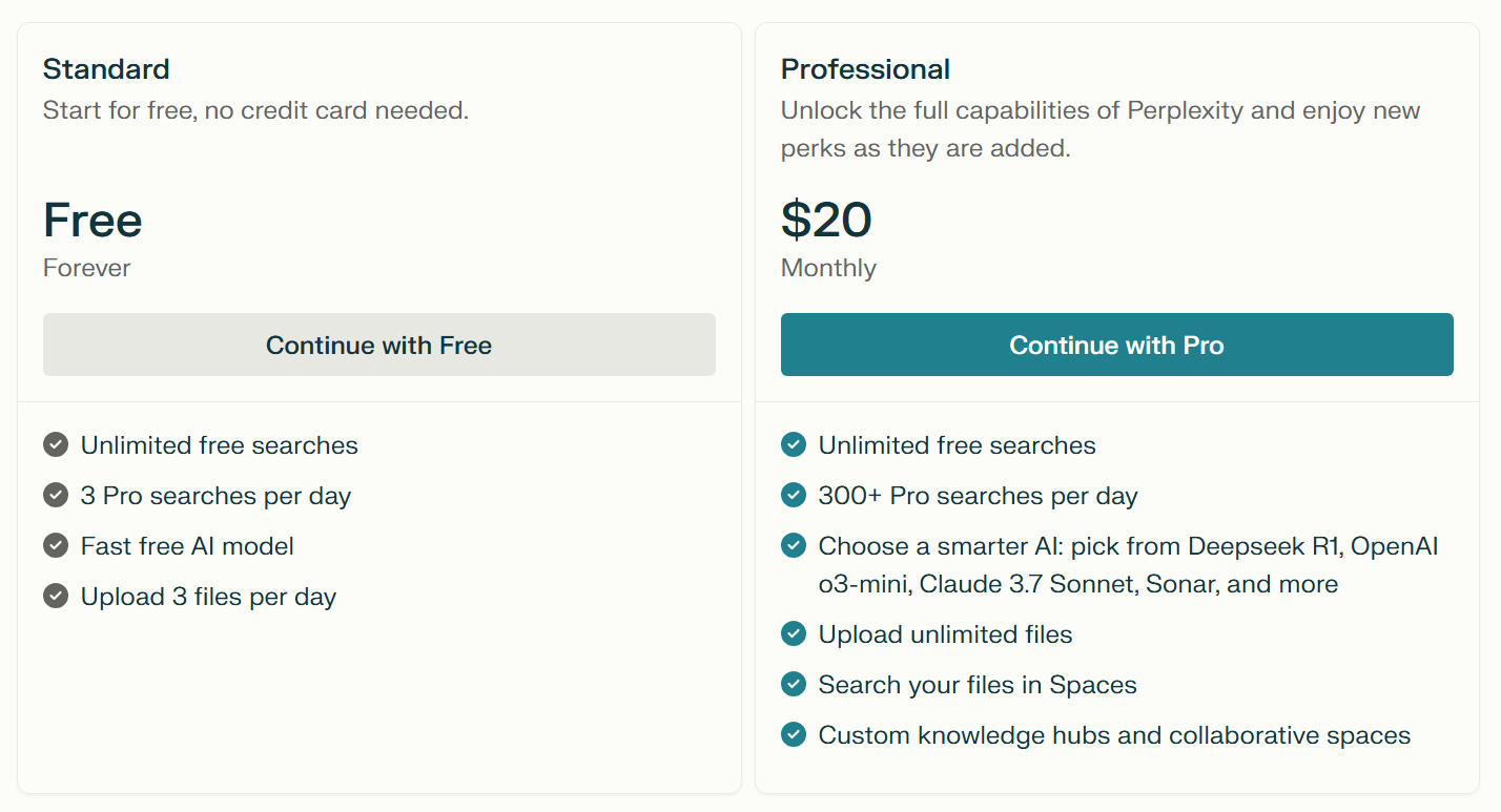 Perplexity AI pricing